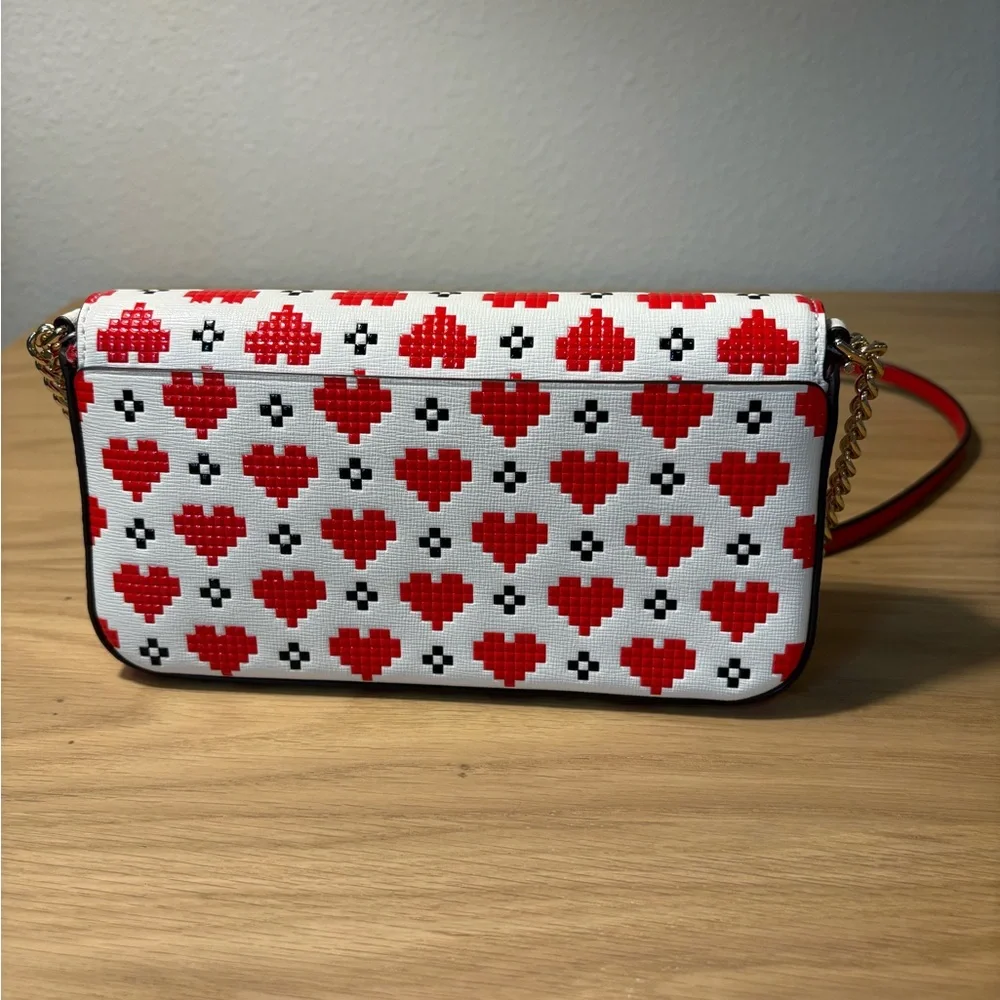 Kate Spade Pixel Hearts Devin Crossbody Flap Chain Wallet Bag NWOT - Picture 5 of 12